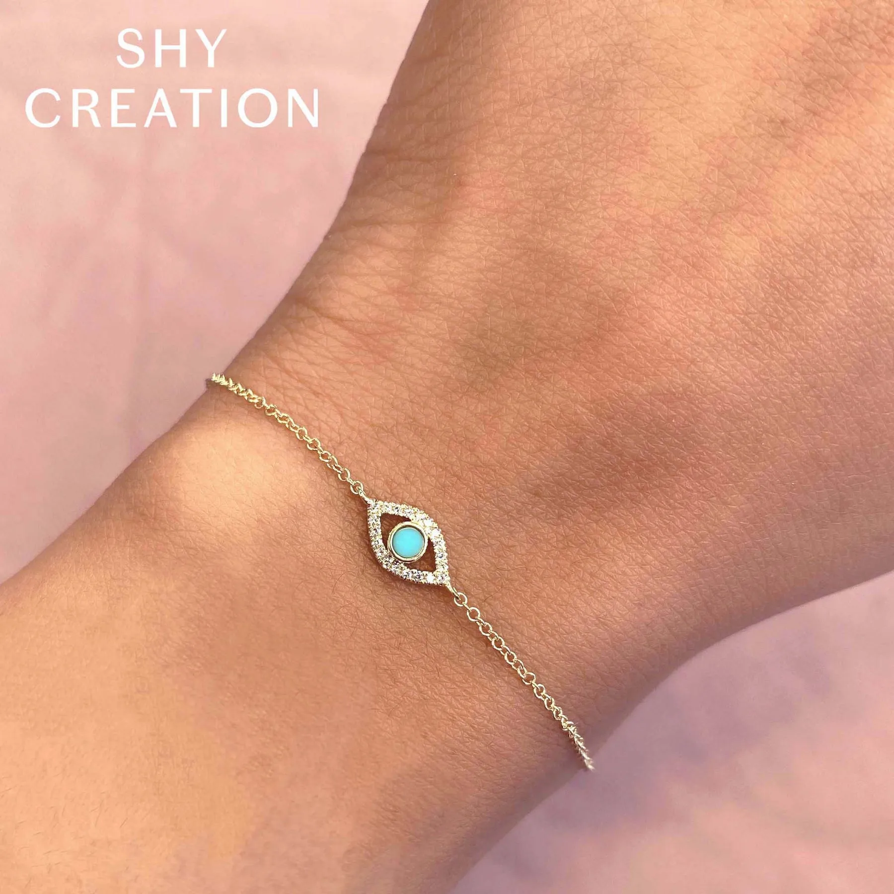 0.06CT DIAMOND & 0.07CT COMPOSITE TURQUOISE EYE BRACELET SC55022324