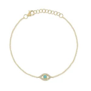 0.06CT DIAMOND & 0.07CT COMPOSITE TURQUOISE EYE BRACELET SC55022324