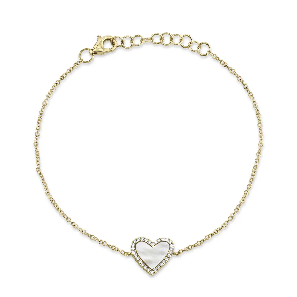 0.09CT DIAMOND & 0.56CT MOTHER OF PEARL HEART BRACELET SC55019154