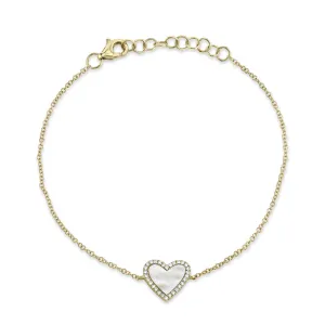 0.09CT DIAMOND & 0.56CT MOTHER OF PEARL HEART BRACELET SC55019154
