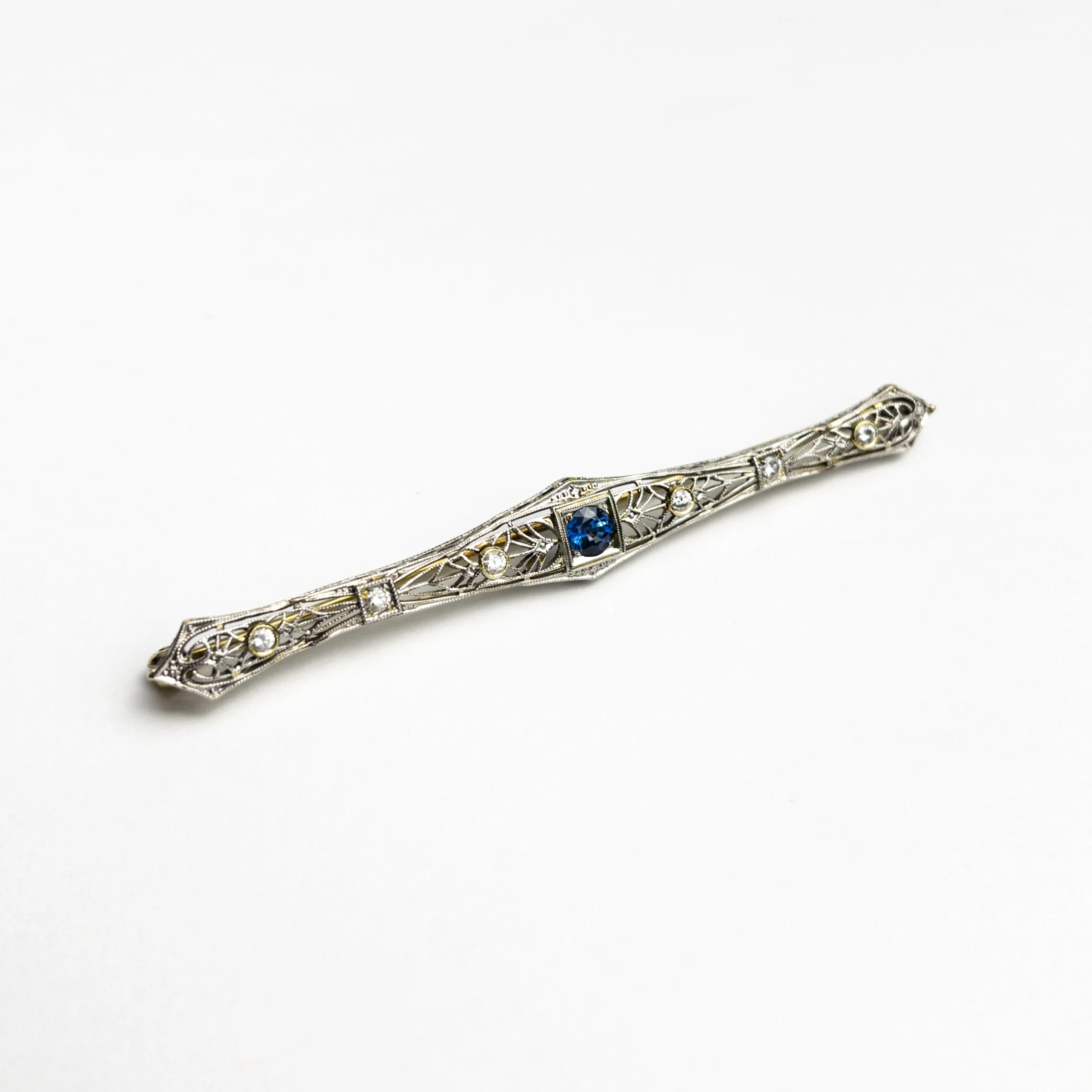0.48ct Round Brilliant Sapphire 14K Gold Brooch 22756-01