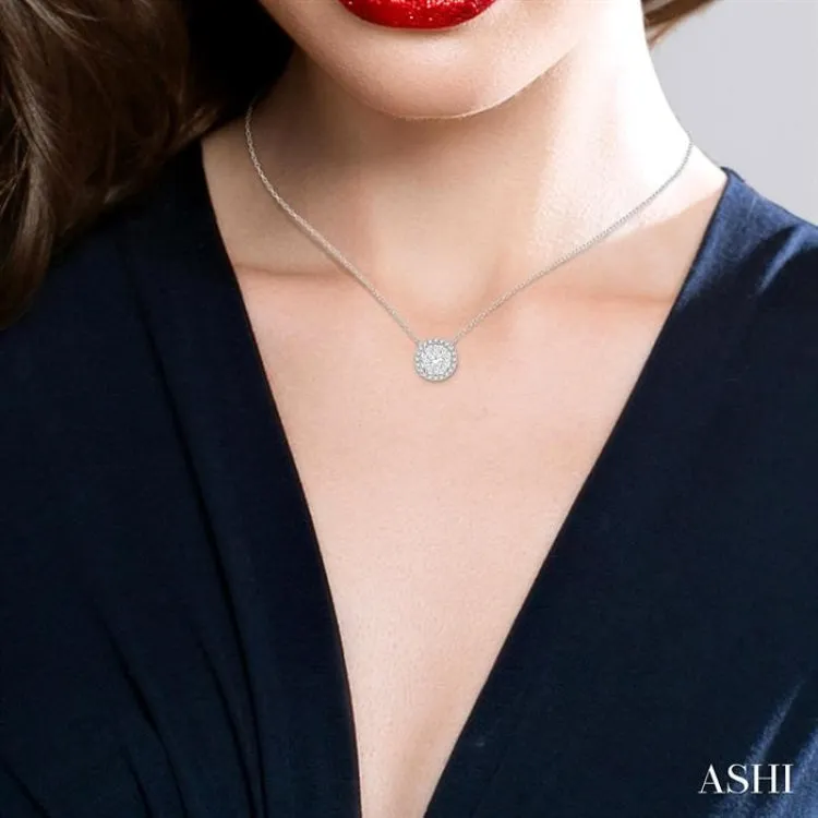 1 ctw Circular Round Cut Diamond Lovebright Necklace in 14K White Gold