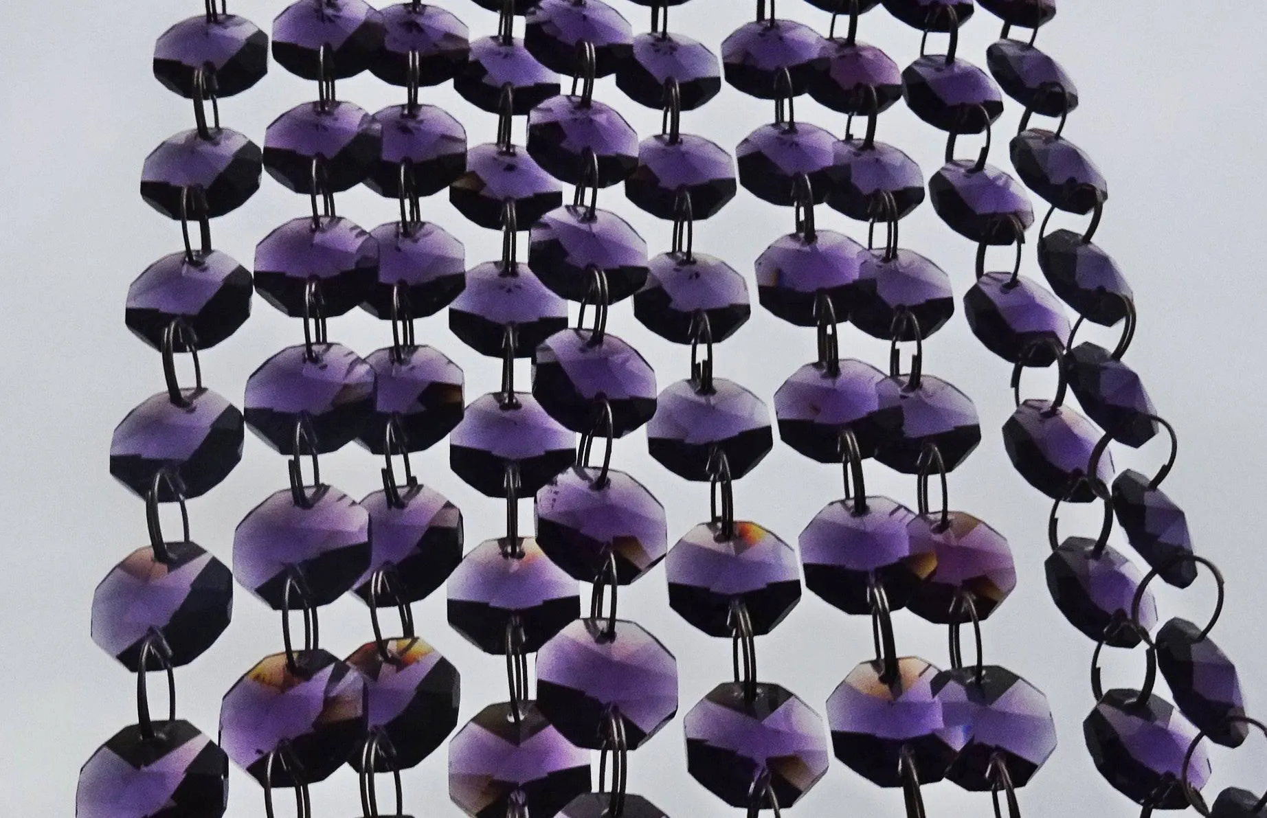 12 Strands Purple 14mm Octagon Chandelier Drops Glass Crystals 2.4m Garland Beads Droplets