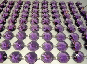 12 Strands Purple 14mm Octagon Chandelier Drops Glass Crystals 2.4m Garland Beads Droplets