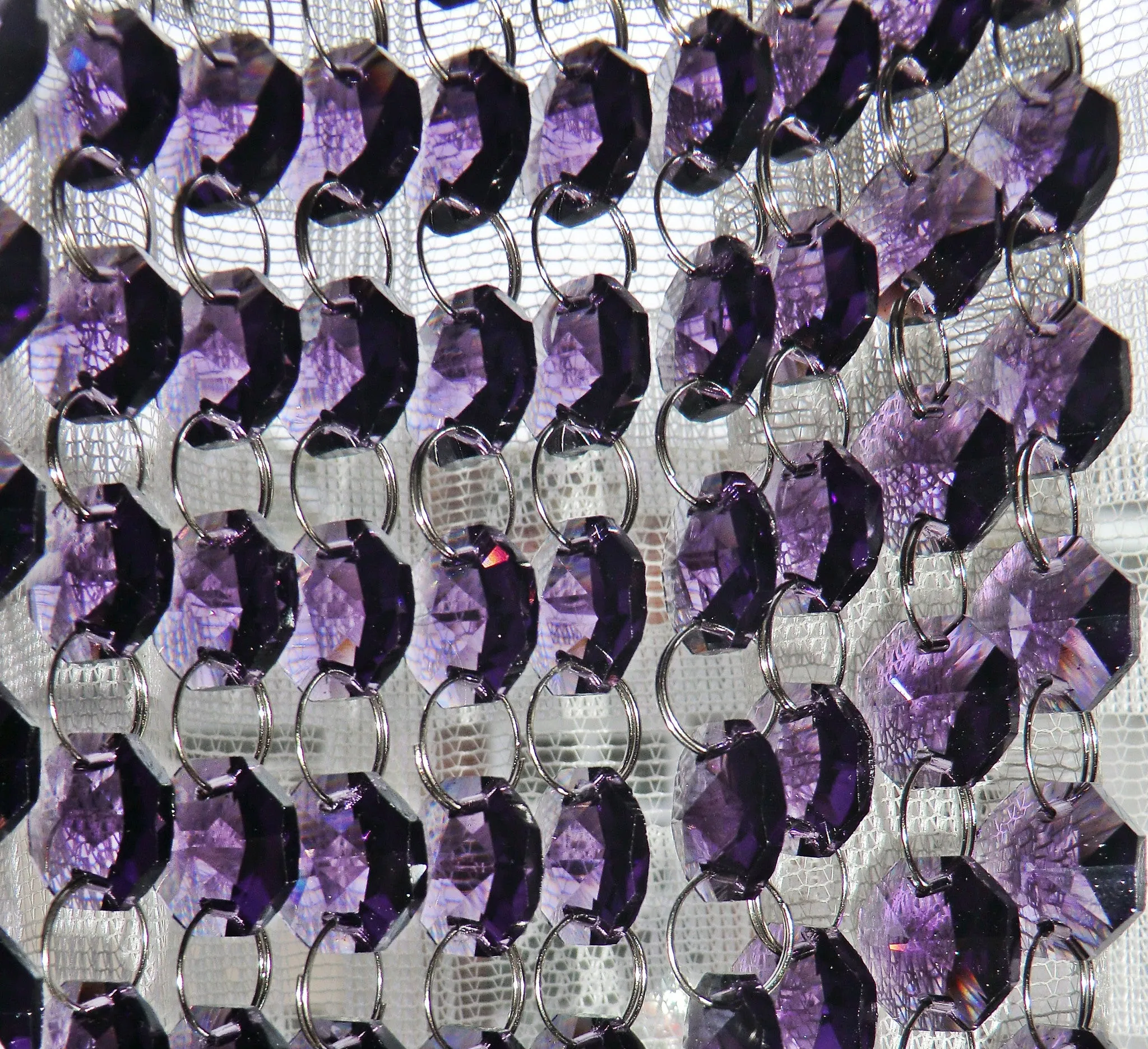 12 Strands Purple 14mm Octagon Chandelier Drops Glass Crystals 2.4m Garland Beads Droplets