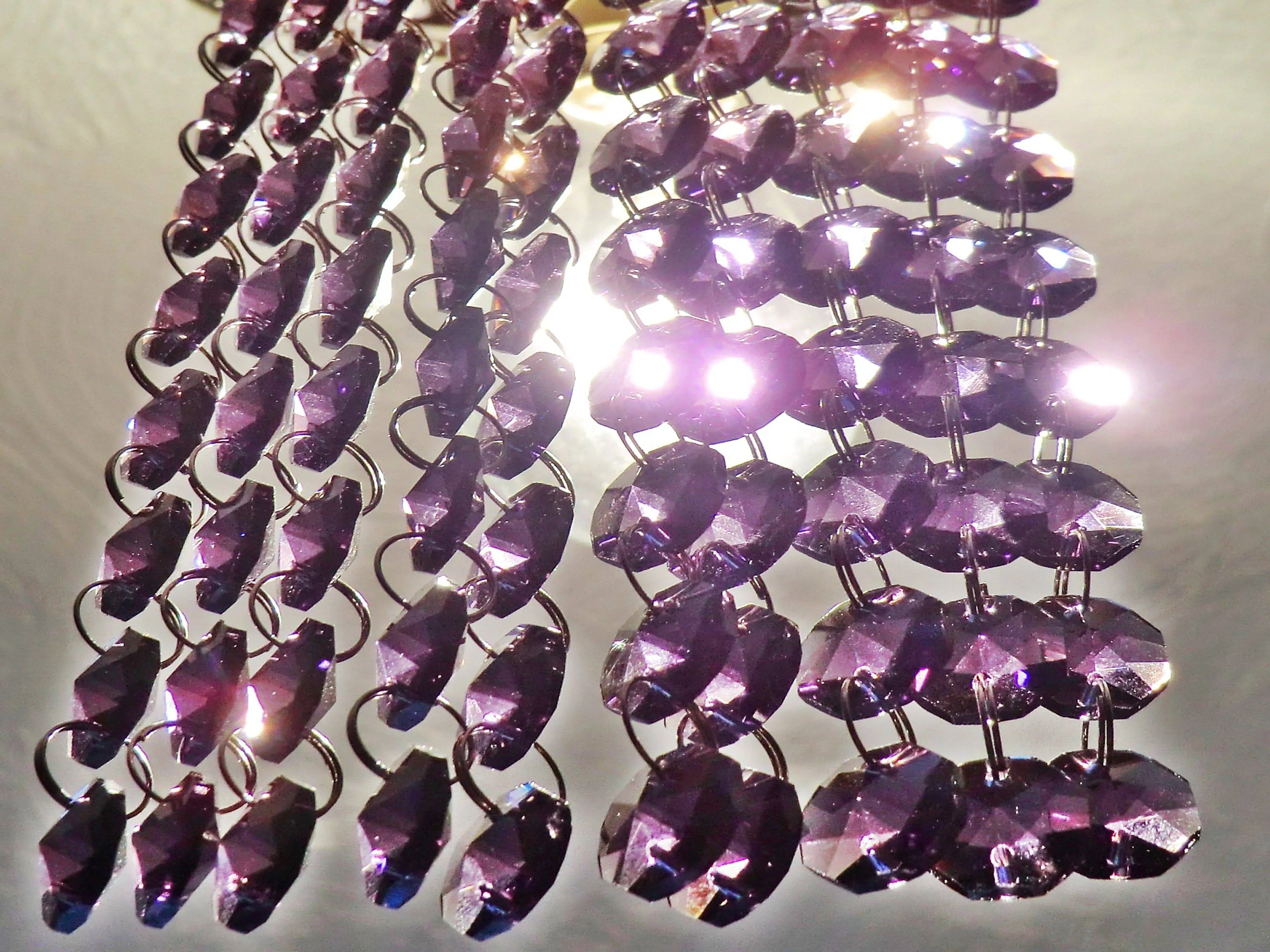 12 Strands Purple 14mm Octagon Chandelier Drops Glass Crystals 2.4m Garland Beads Droplets