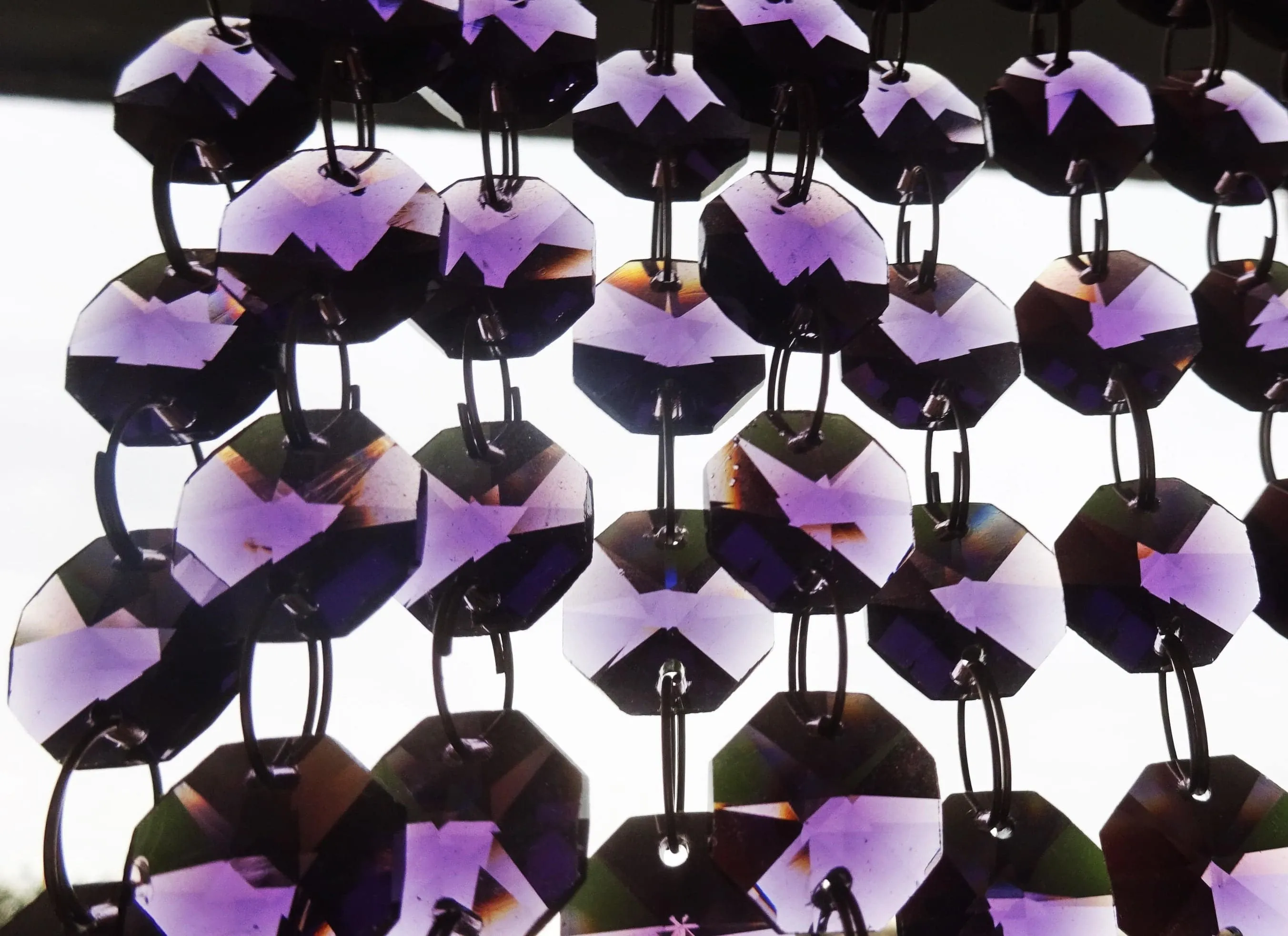 12 Strands Purple 14mm Octagon Chandelier Drops Glass Crystals 2.4m Garland Beads Droplets