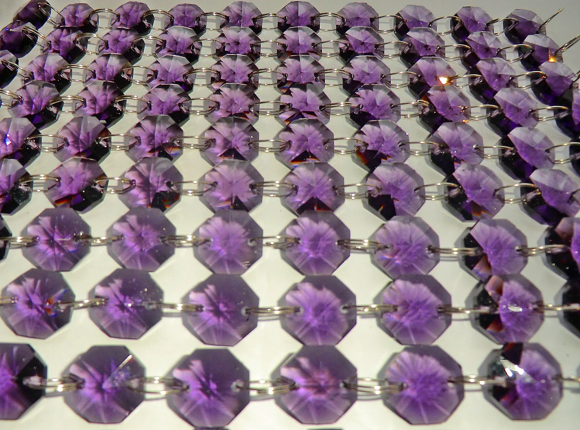 12 Strands Purple 14mm Octagon Chandelier Drops Glass Crystals 2.4m Garland Beads Droplets