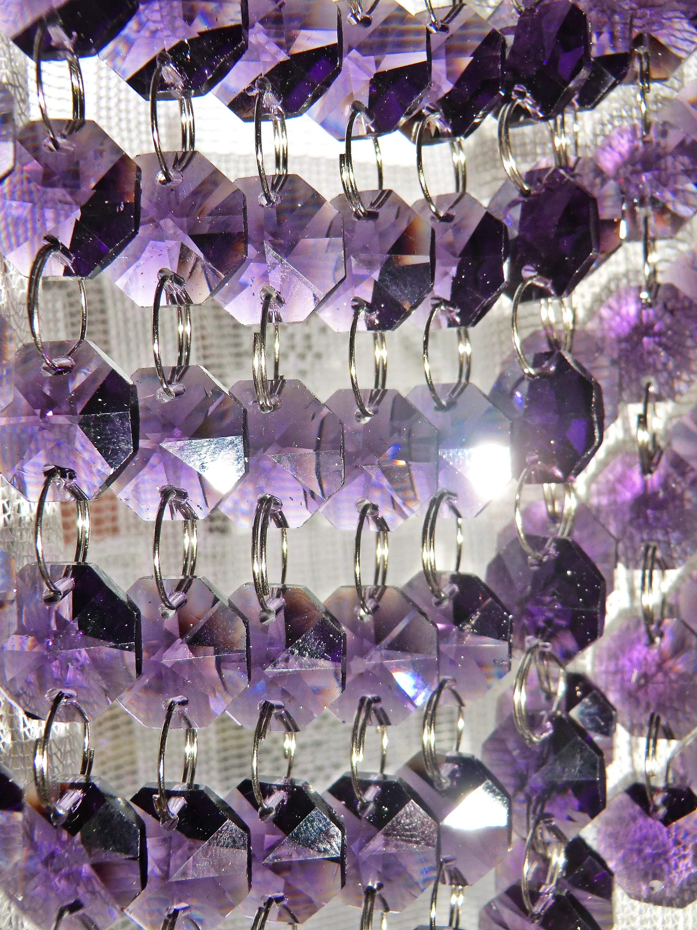 12 Strands Purple 14mm Octagon Chandelier Drops Glass Crystals 2.4m Garland Beads Droplets