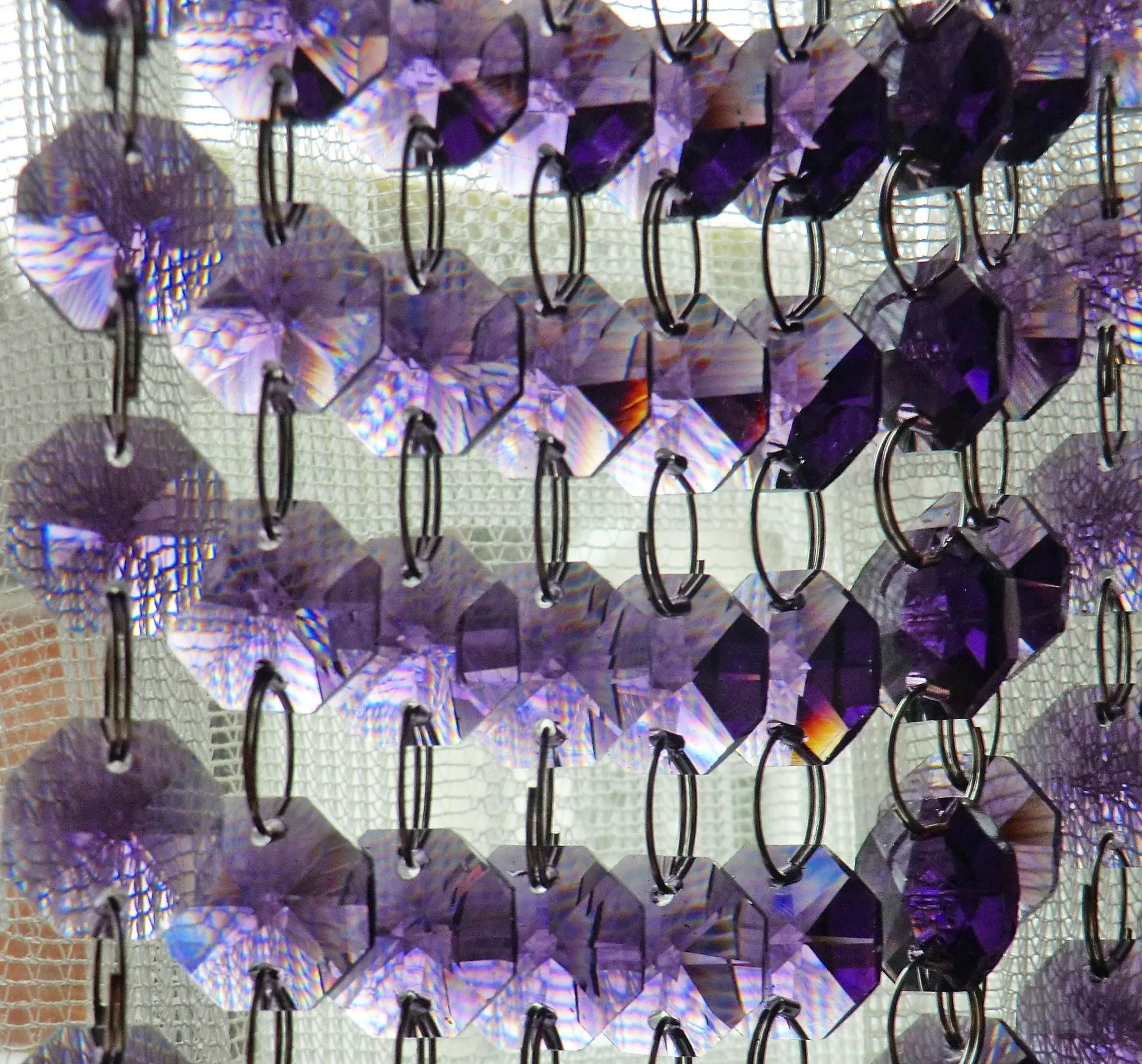 12 Strands Purple 14mm Octagon Chandelier Drops Glass Crystals 2.4m Garland Beads Droplets