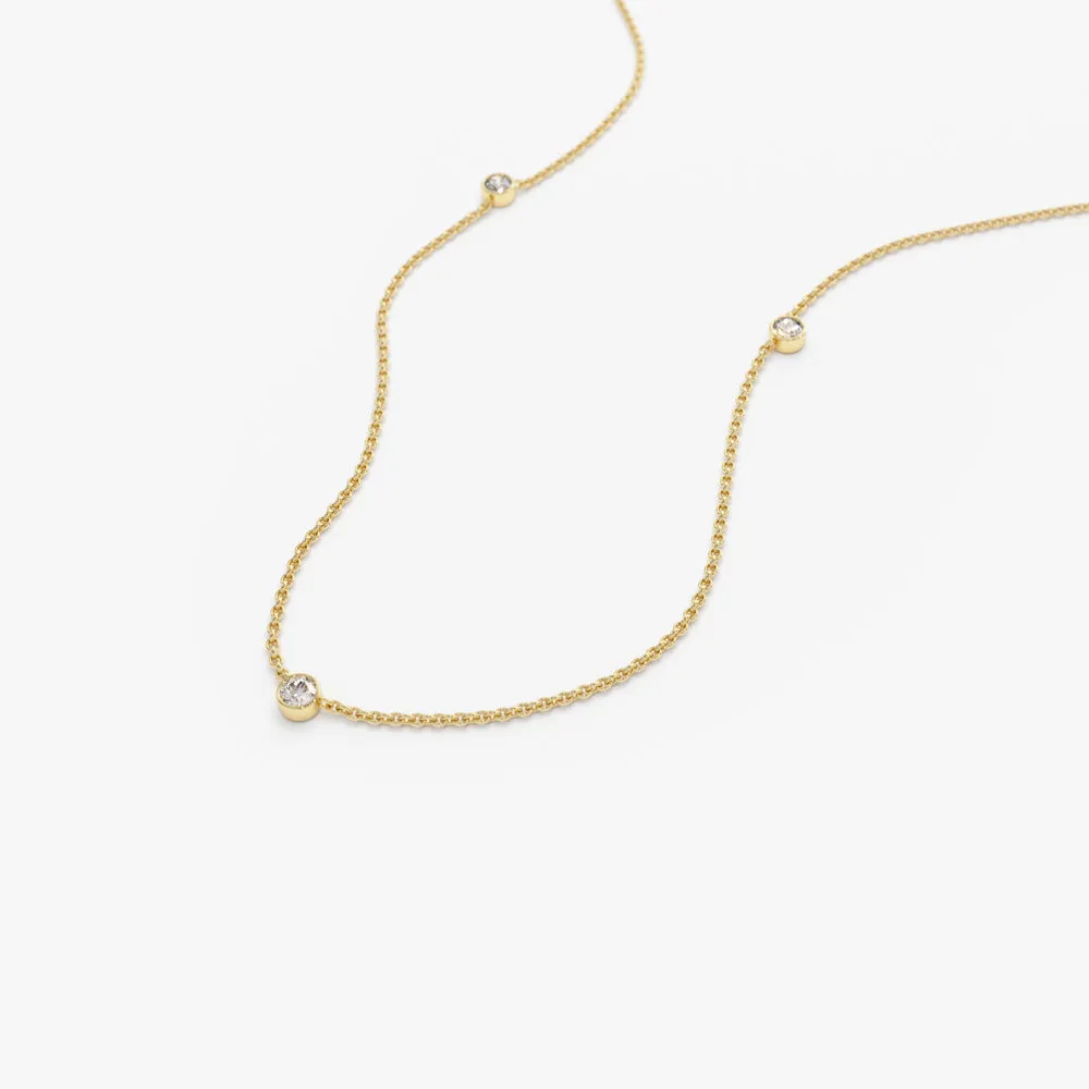 14k Bezel Setting Diamond by the Yard Necklace