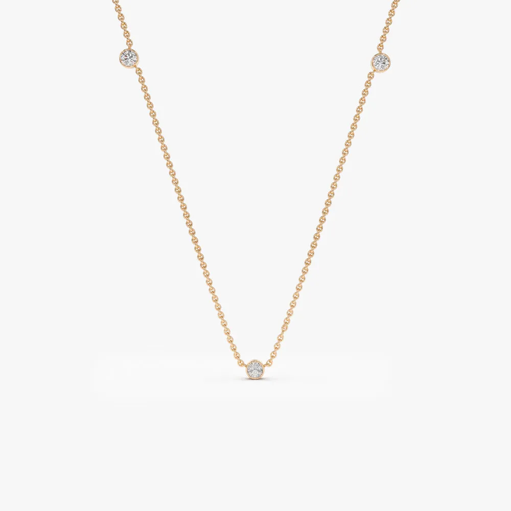 14k Bezel Setting Diamond by the Yard Necklace