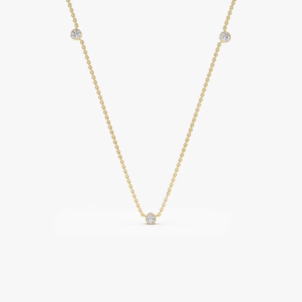 14k Bezel Setting Diamond by the Yard Necklace