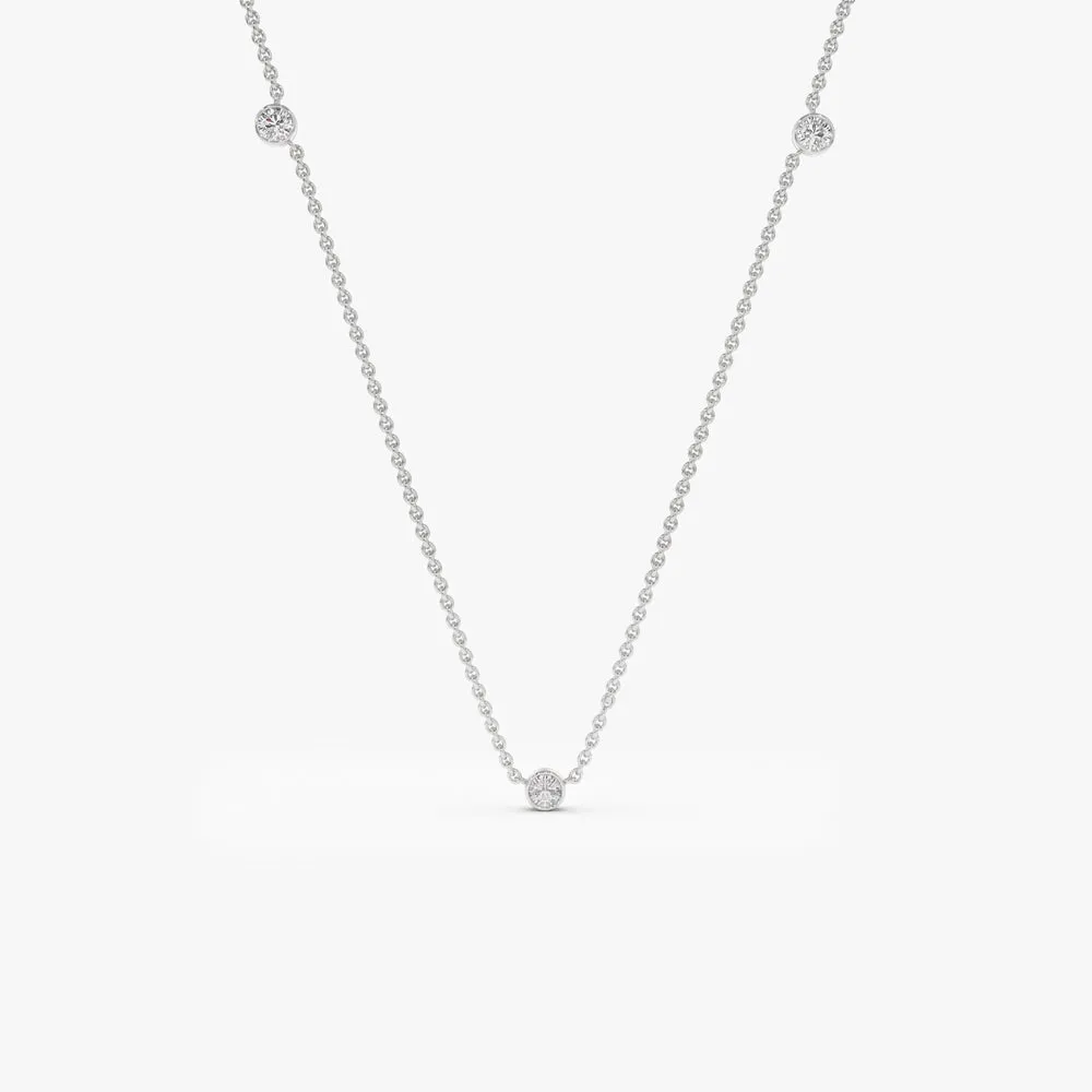14k Bezel Setting Diamond by the Yard Necklace