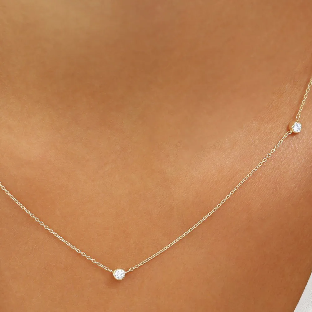 14k Bezel Setting Diamond by the Yard Necklace