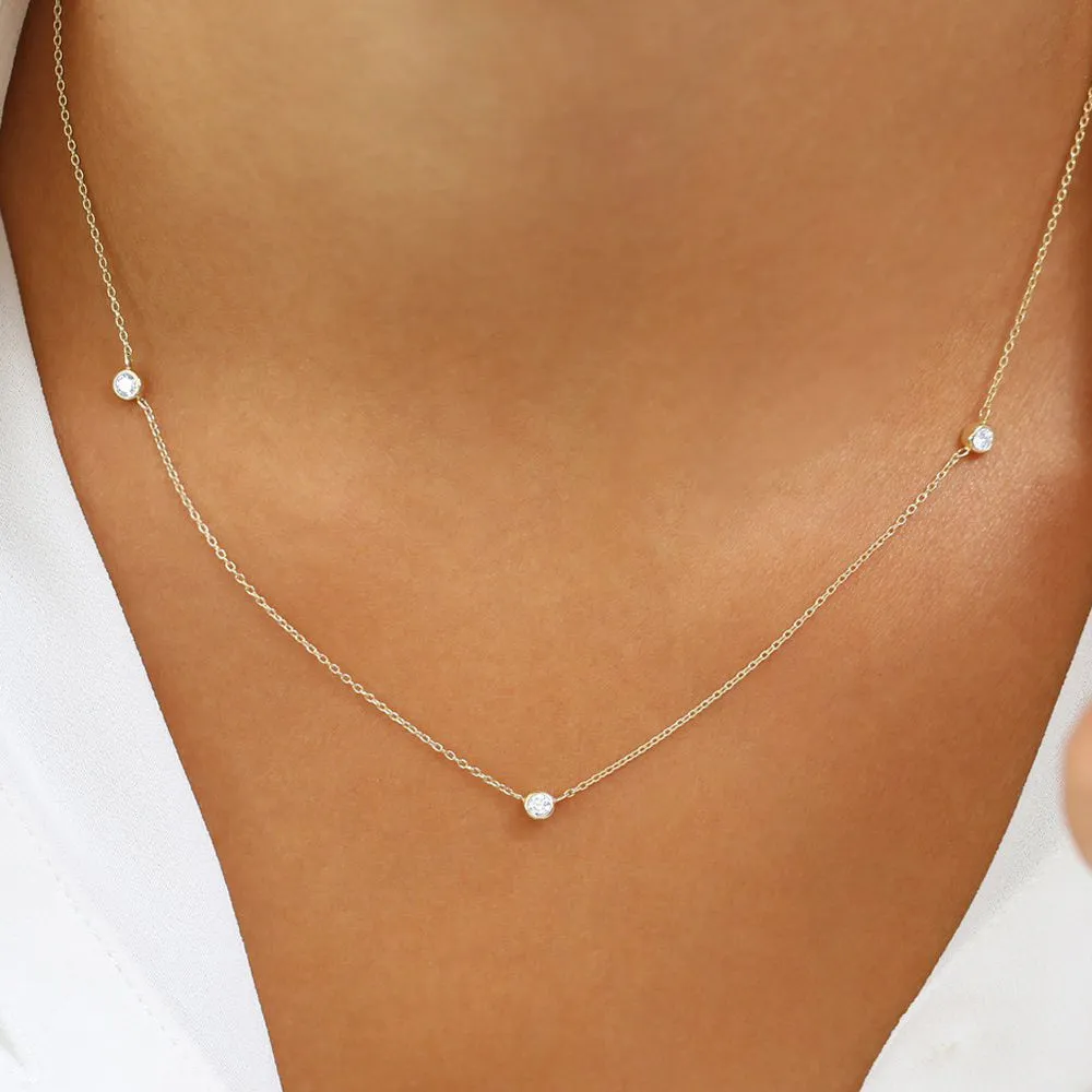 14k Bezel Setting Diamond by the Yard Necklace