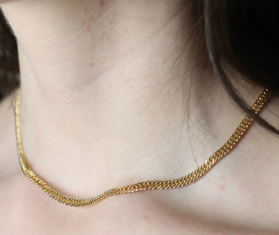 14K-gold-filled fancy curb chain necklace - 16"