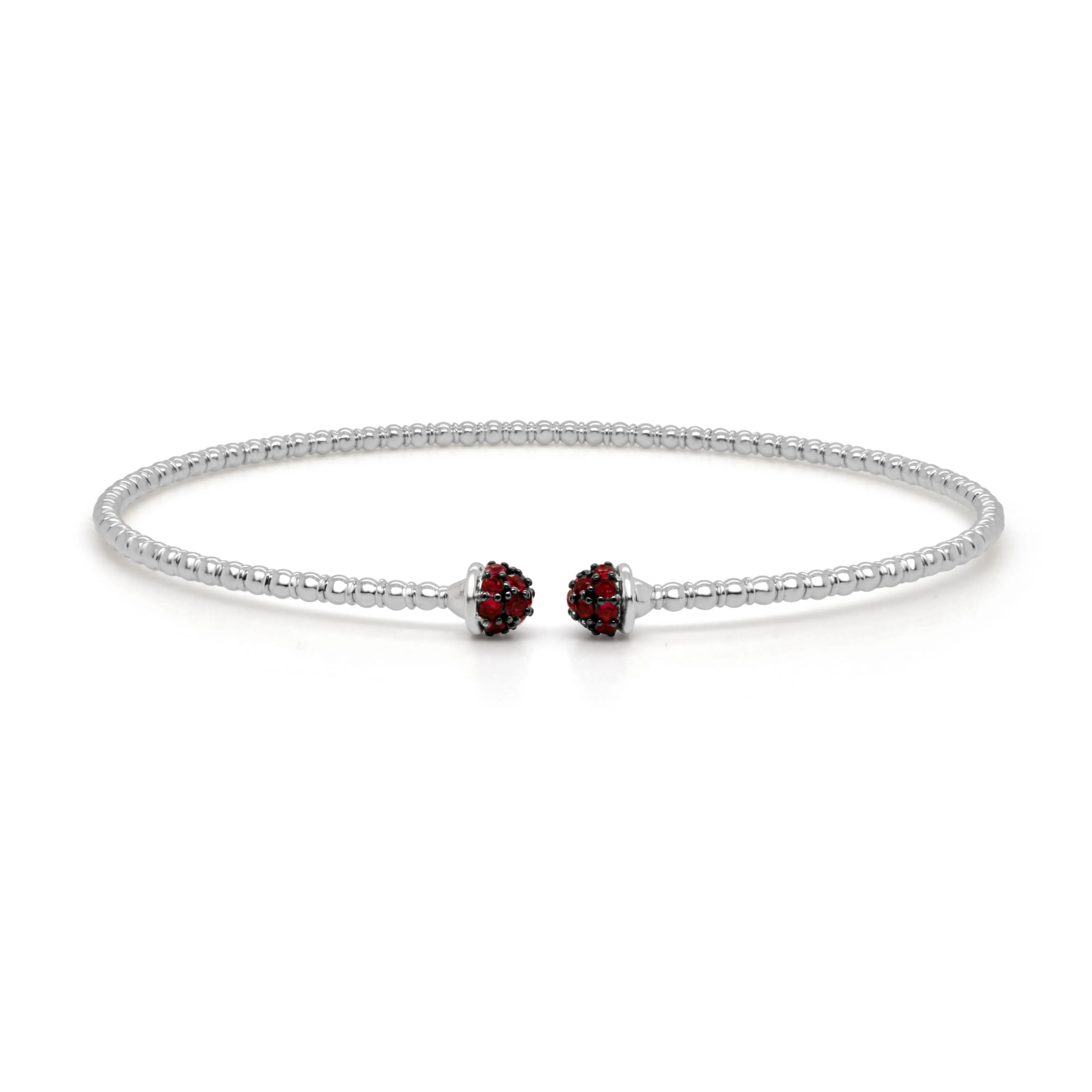 14K Gold Flexible Beaded Ruby Bangle - 0.28ct