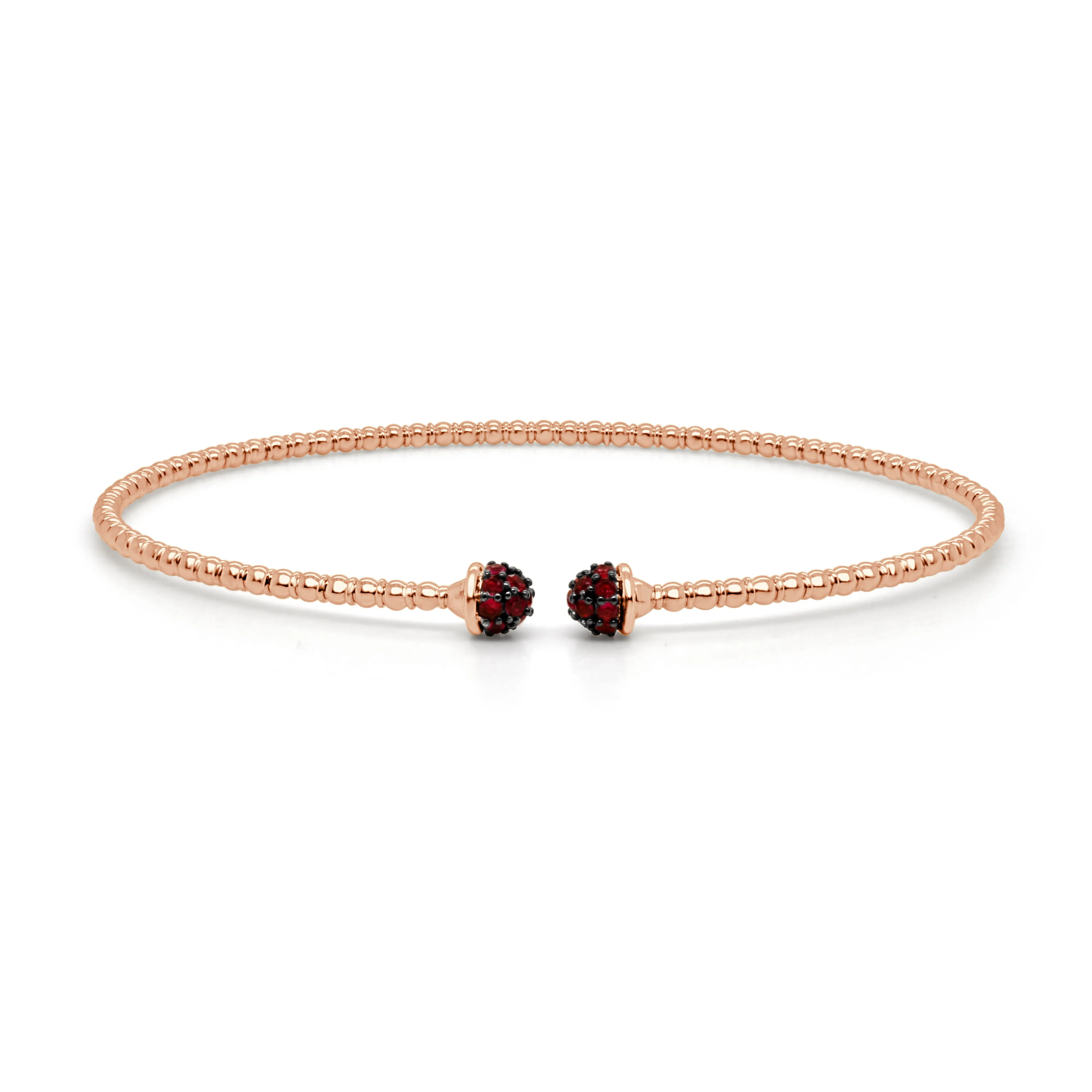 14K Gold Flexible Beaded Ruby Bangle - 0.28ct