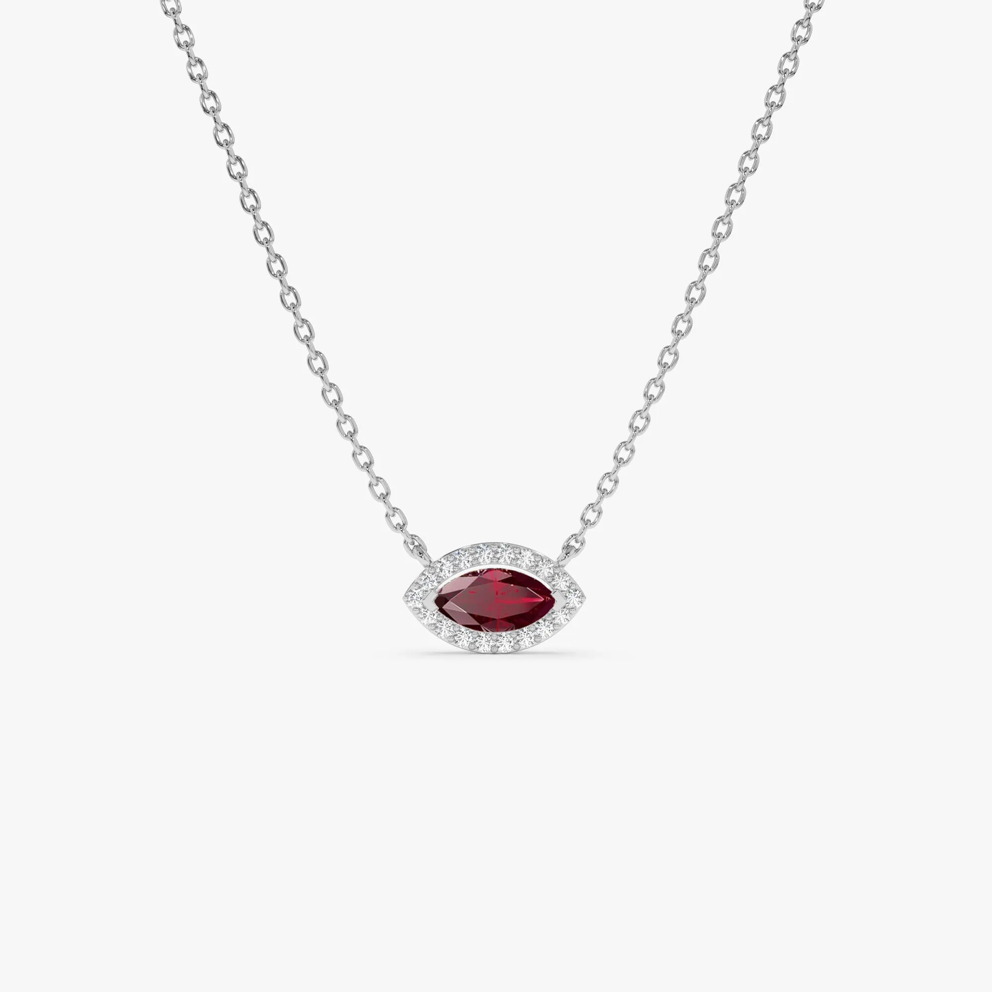 14k Marquise Ruby with Halo Diamond Setting