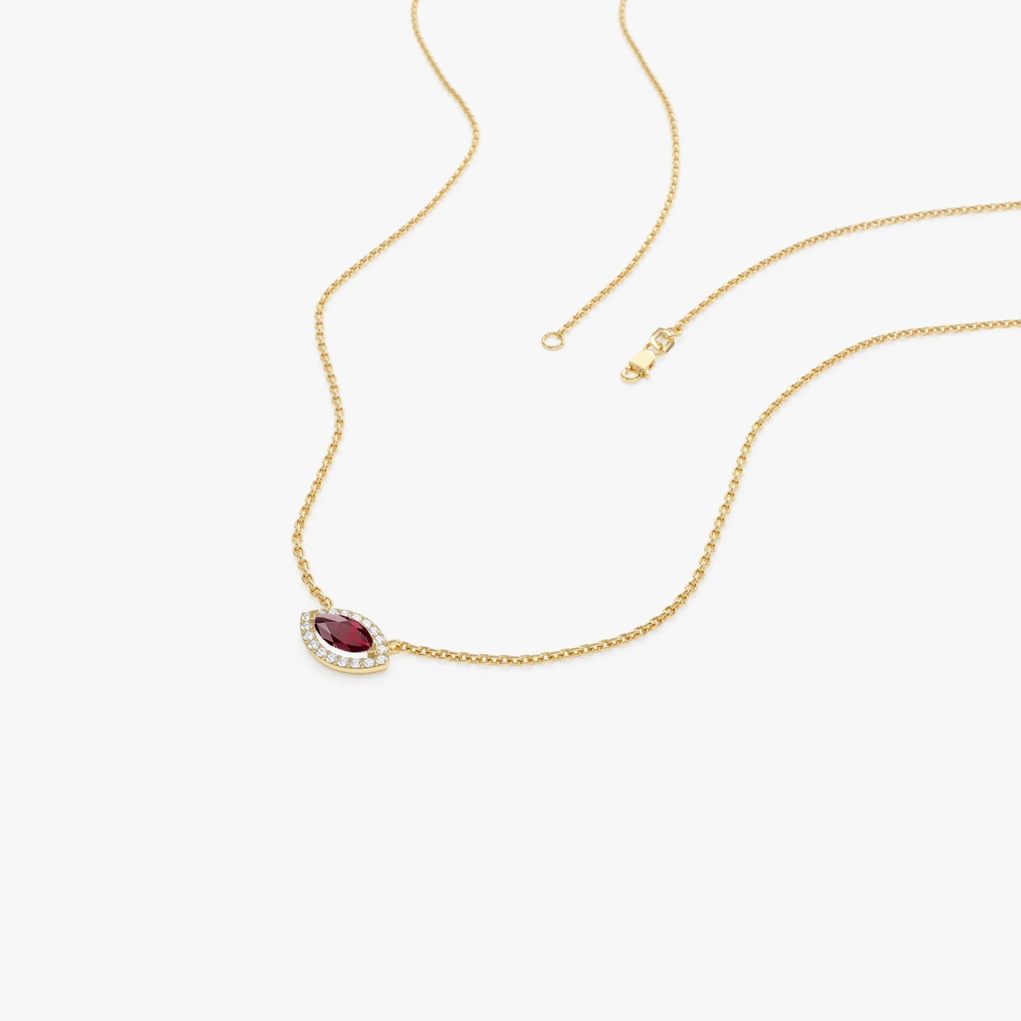 14k Marquise Ruby with Halo Diamond Setting