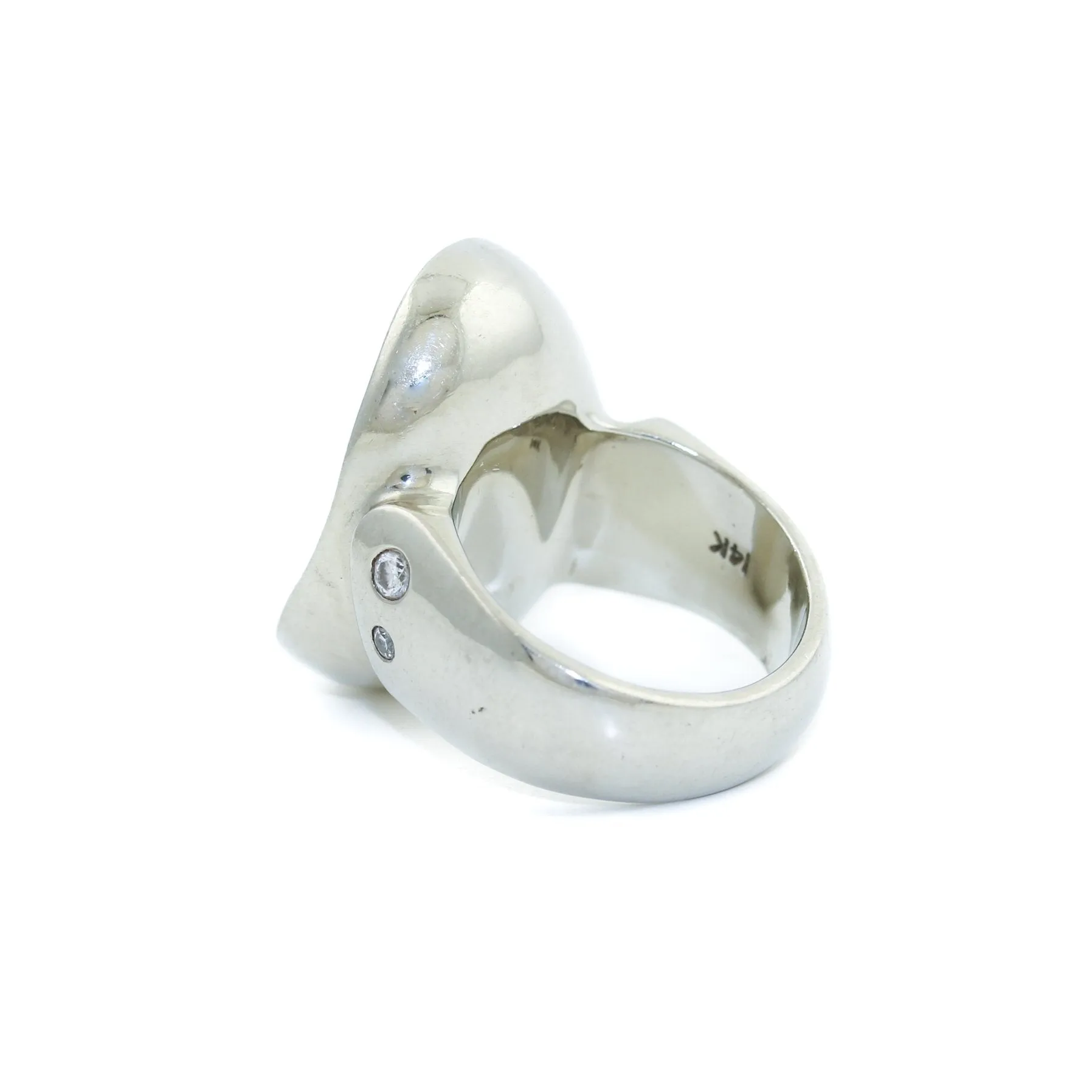 14K White Gold Boulder Opal x Diamond Ring