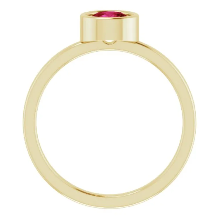 14K Yellow 5.5 mm Lab-Grown Ruby Ring