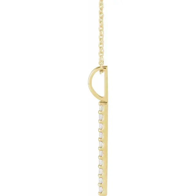 14K Yellow Gold 1/6 CTW Natural Diamond Vertical Bar 16-18" Necklace