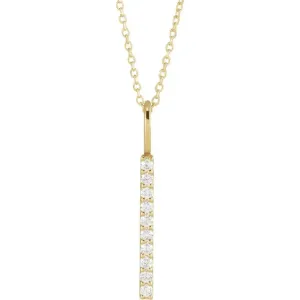 14K Yellow Gold 1/6 CTW Natural Diamond Vertical Bar 16-18" Necklace