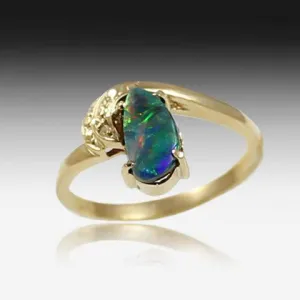 14KT YELLOW GOLD BLACK OPAL RING