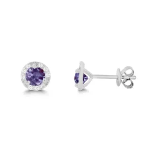 14KW 18D0.08CT,2AX4M0.50CTDIAMOND/ALEXANDRITE BIRTHSTONE ER (151E10130AX)