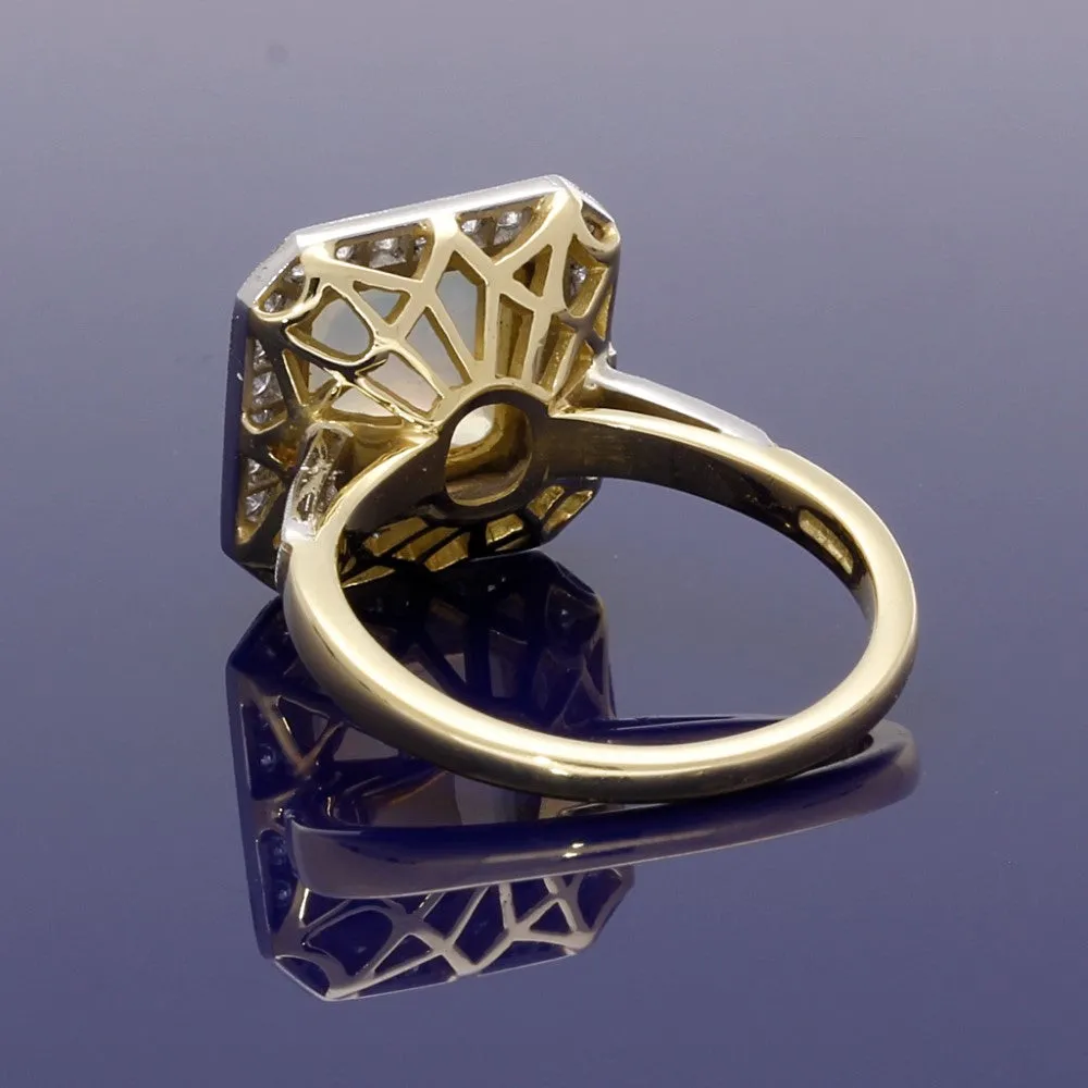 18ct Yellow Gold Water Opal and Diamond Dress Ring