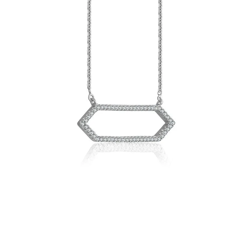 18k Gold Hollow Hexagonal Shape Diamond Necklace