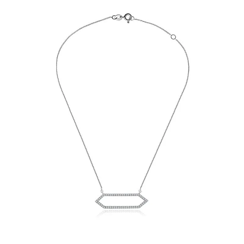 18k Gold Hollow Hexagonal Shape Diamond Necklace