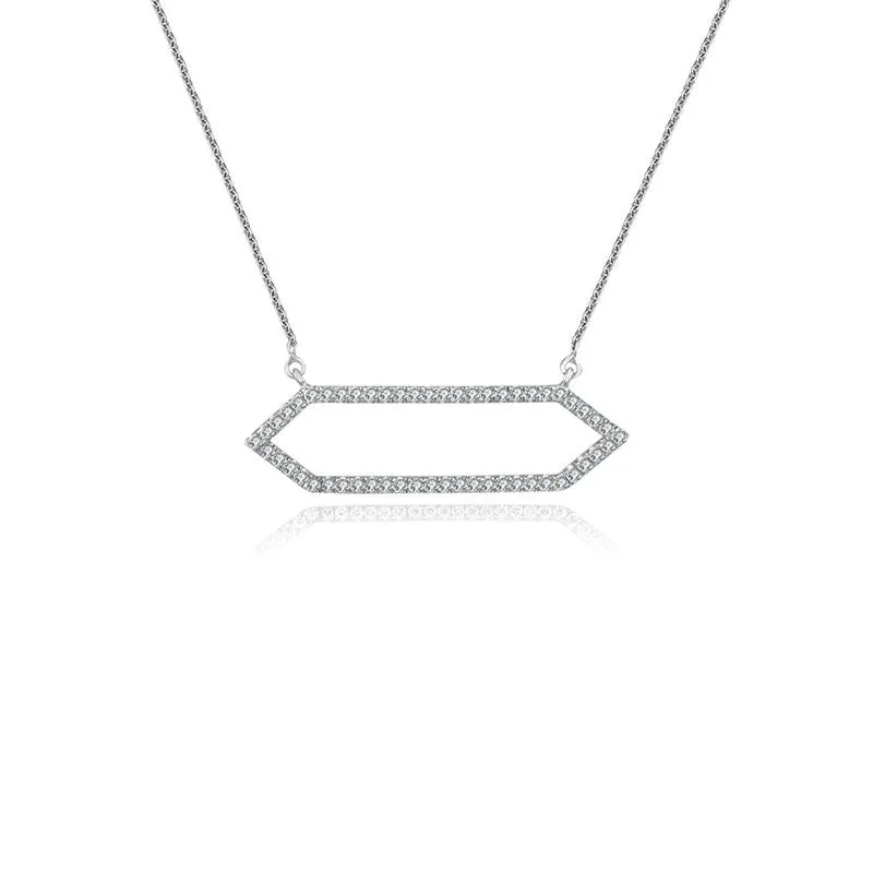 18k Gold Hollow Hexagonal Shape Diamond Necklace