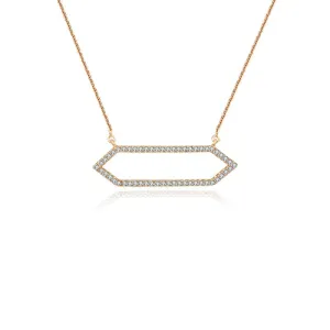 18k Gold Hollow Hexagonal Shape Diamond Necklace
