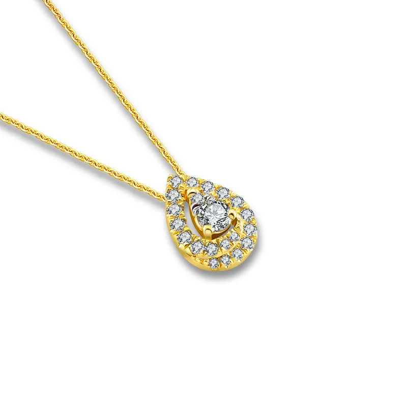 18k Gold Water Drop Shape Diamond Necklace