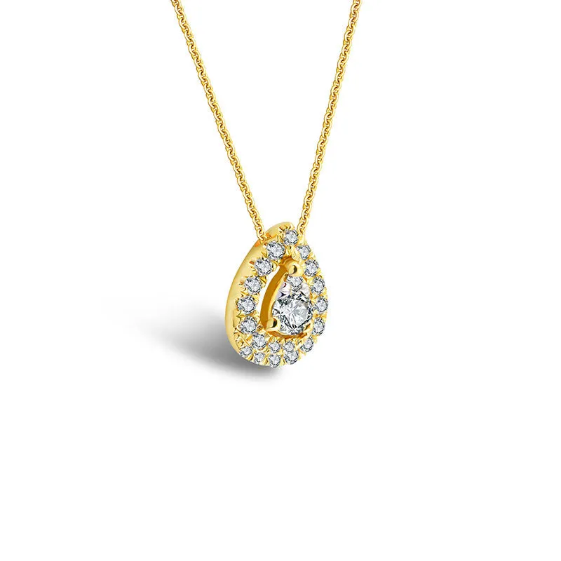 18k Gold Water Drop Shape Diamond Necklace