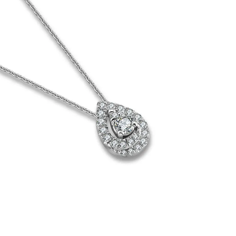 18k Gold Water Drop Shape Diamond Necklace