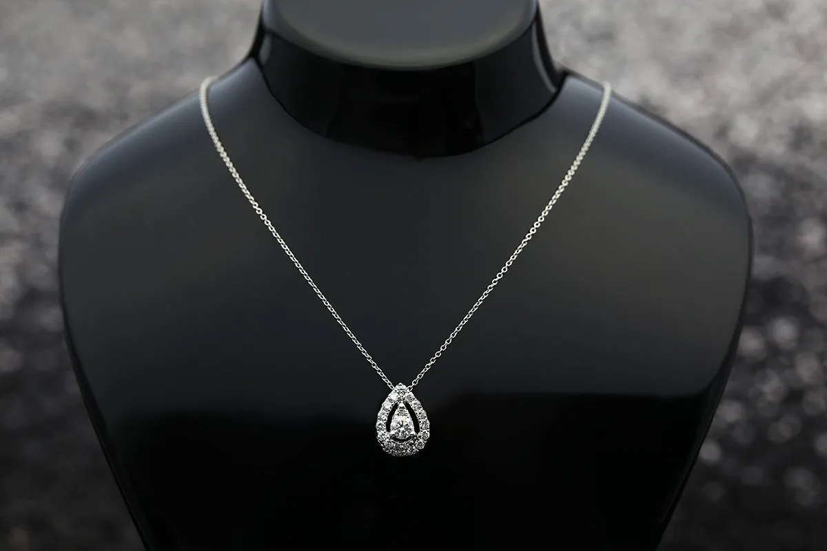 18k Gold Water Drop Shape Diamond Necklace
