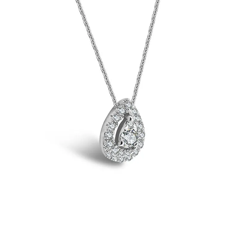 18k Gold Water Drop Shape Diamond Necklace