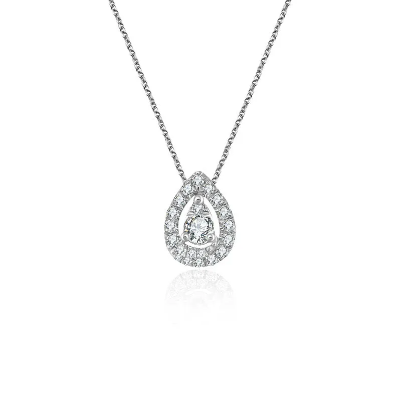18k Gold Water Drop Shape Diamond Necklace
