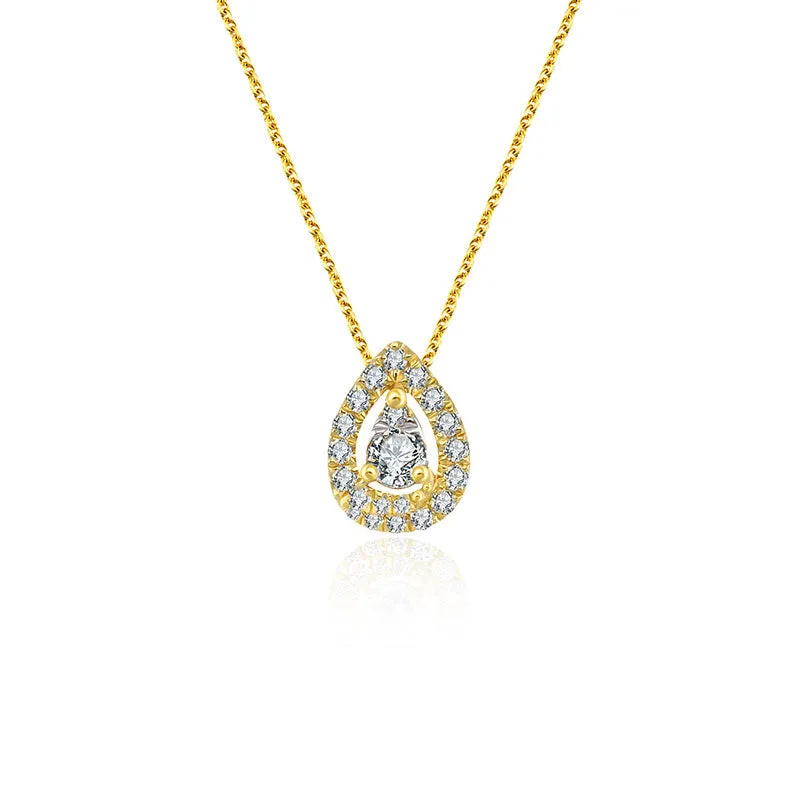 18k Gold Water Drop Shape Diamond Necklace