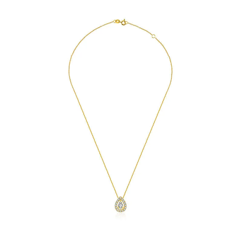 18k Gold Water Drop Shape Diamond Necklace