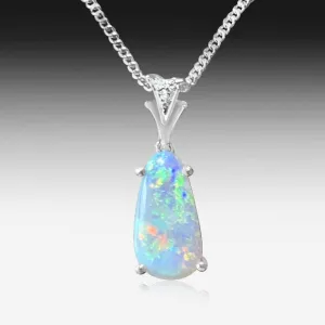 18K White Gold pendant set with Black Opal and Diamonds