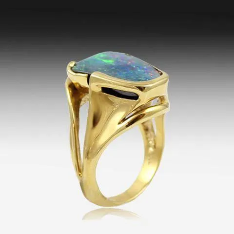 18kt Gold Ring Boulder Opal