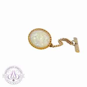 18kt Tie pin 12x10mm White Opal bezel