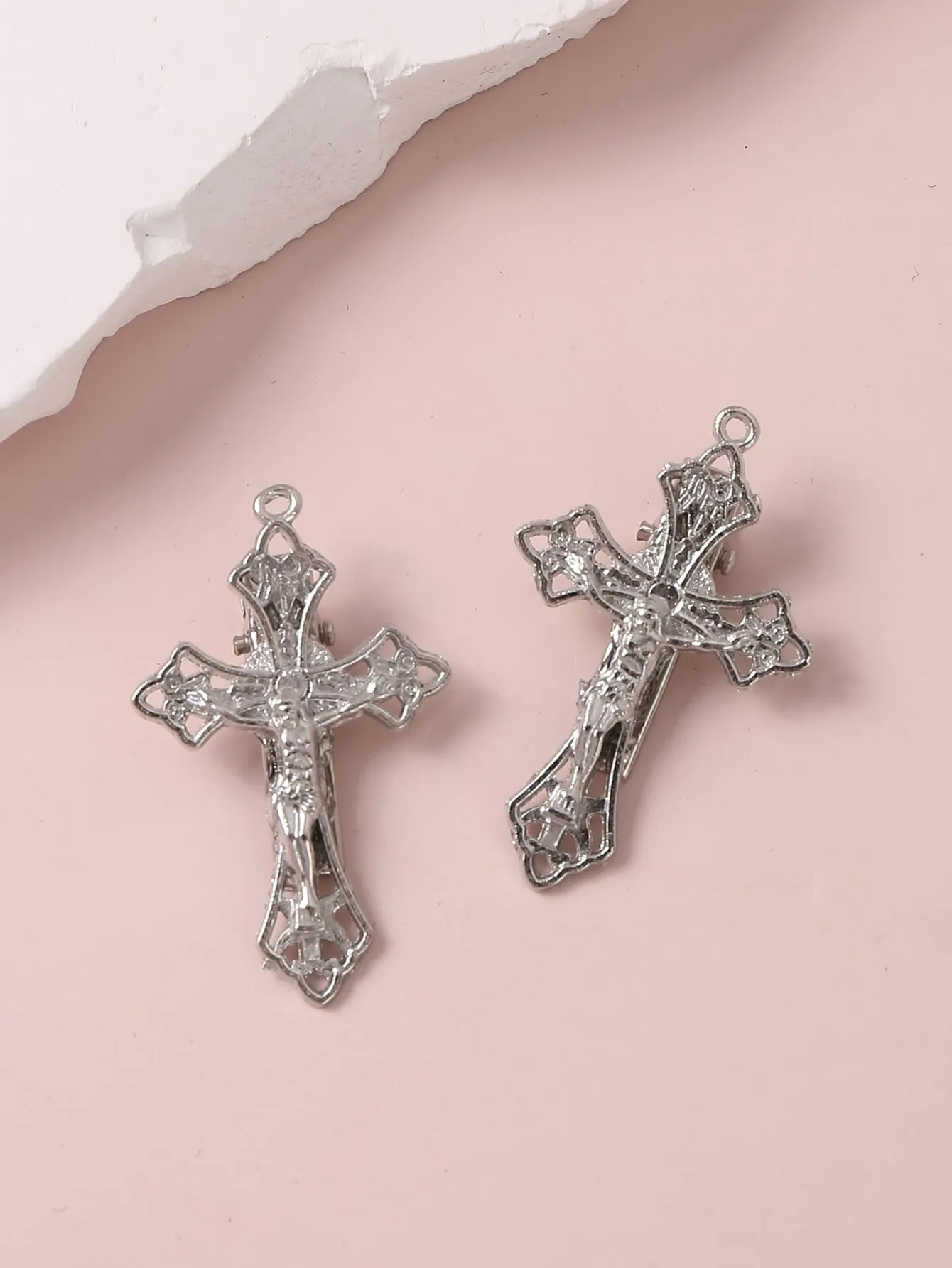 2pcs Cross Decor Alligator Hair Clip for Women Barrette Styling Hair Accessories