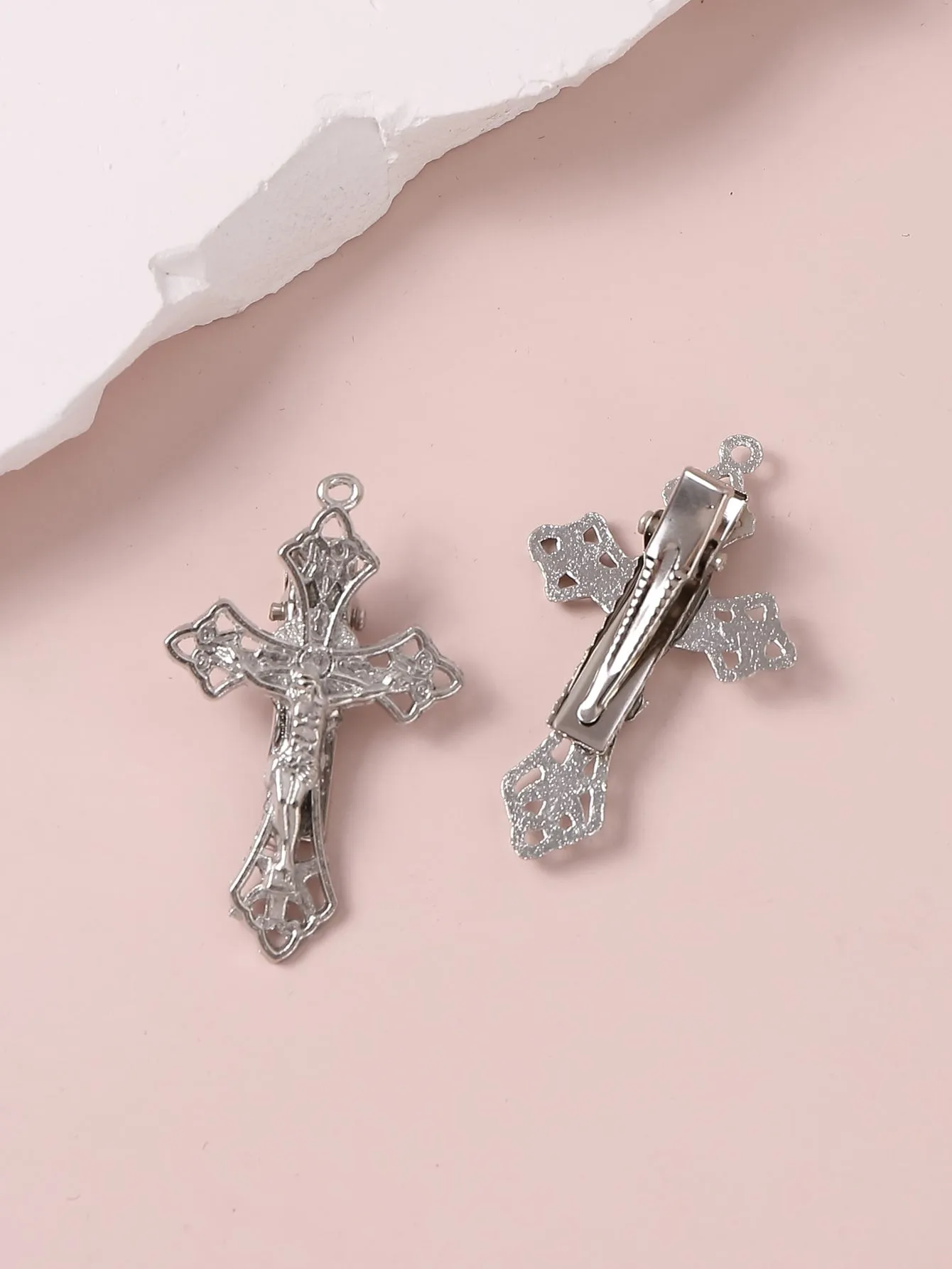 2pcs Cross Decor Alligator Hair Clip for Women Barrette Styling Hair Accessories