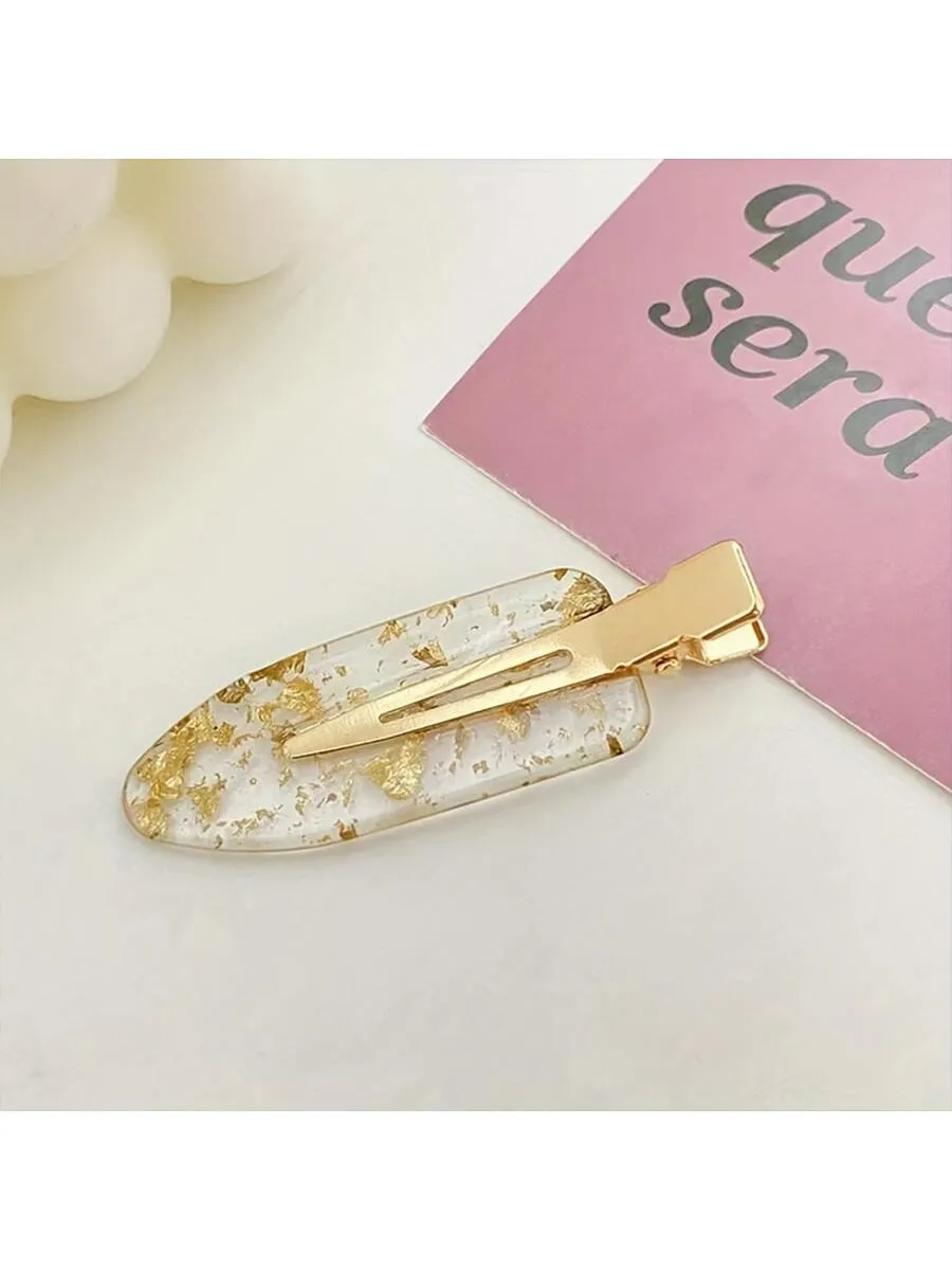 2pcs Women Gorgeous Golden Glitter Hair Clips for Women Barrette Styling Hair